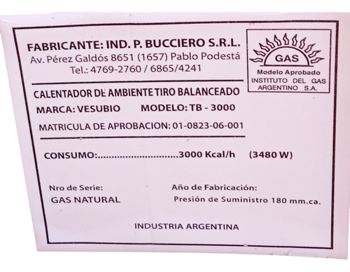 Estufa Tiro Balanceado Vesubio 3000 Kcal/h Beige