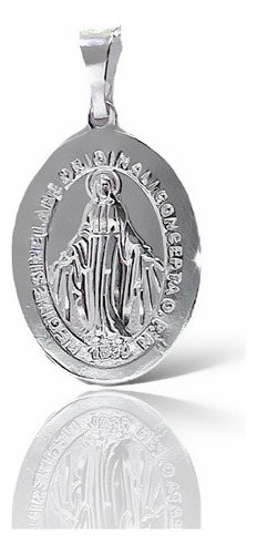 Medalla Virgen De Los Rayos Grande De Plata Fina 925