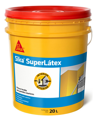 Pintura Super Latex 20lts Sika + Bandeja + Rodillo + Cinta