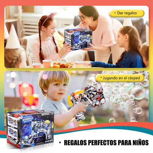 Pistola De Burbujas Eléctrica Niños Con 2 Botellas Recambio Color Azul