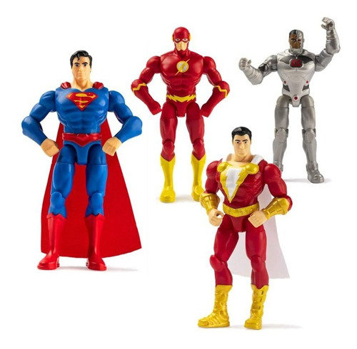 Figuras Articuladas 10 Cm Dc Superman Flash Cyborg Shazam 