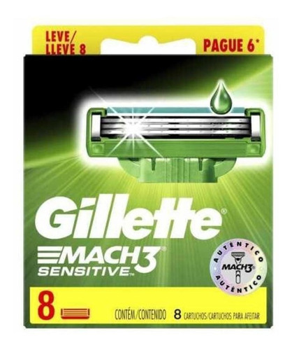 Gillette Mach3 Sensitive- 8 Cartuchos 