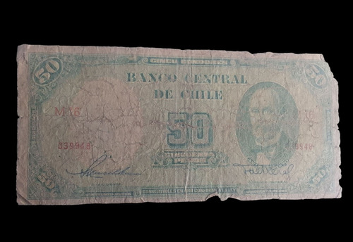 Billete Chile 50 Pesos Maschke Herrera Reverso Antiguo M16