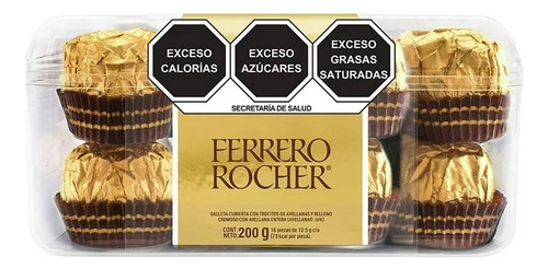 2 Pza Chocolate Ferrero Rocher Relleno Con Avellana Con 16 P