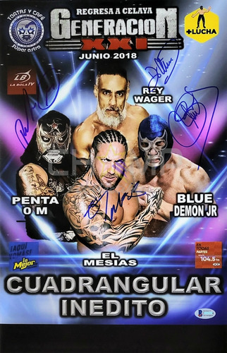 Poster Firmado Dr Wagner Penta Blue Demon Mesias Lucha Aaa