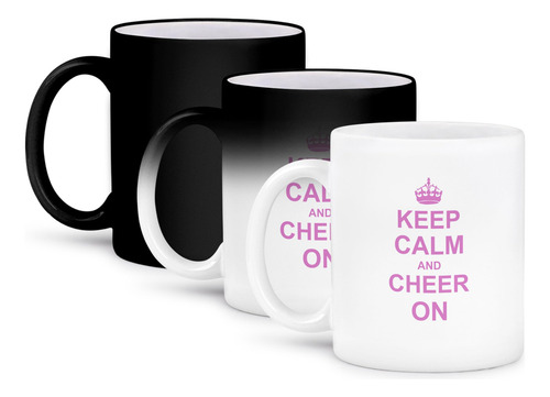 Taza Transformadora Keep Calm Cheer For Cheerleaders Rosa