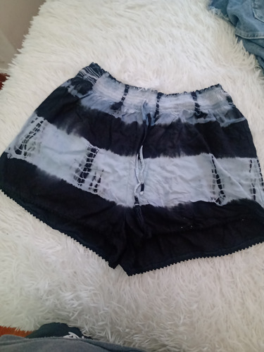 Short Batic T M Negro Celeste Elástico 