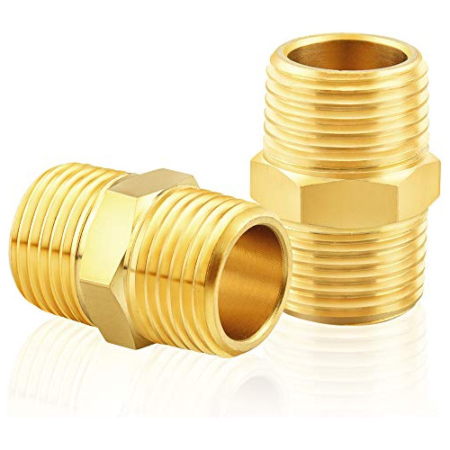  1 Npt Male Pipe Hex Nipple Brass Pipe Fitting 2pcs