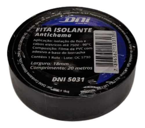 Fita Isolante Anti Chama Pvc 20 Metros Por 19mm Dni 