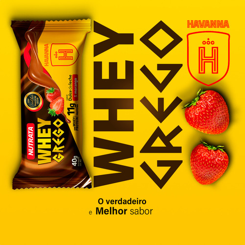 Whey Grego Bar Havanna Doce De Leite & Morango - Caixa C 12
