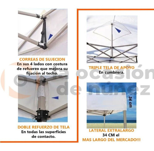 Imagen 3 de 8 de Gazebo Plegable 3x3 Con Laterales Hierro Super Reforzado
