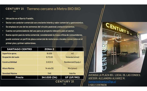 Terreno/galpon Barrio Frankling Metro Bio Bio