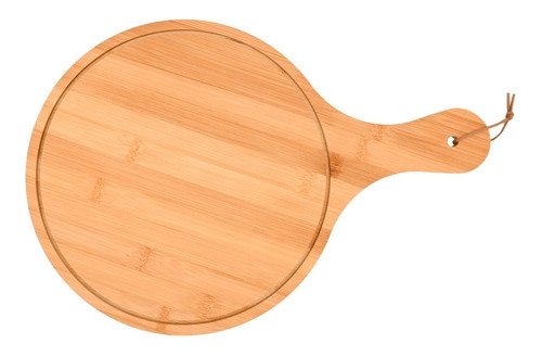 Tábua Gourmet Redonda E Alça De Bambu 37cm Mimo Style Cor Marrom Liso