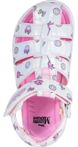 Sandalia De Piso Estampada Niñas Minnie Mouse Blanco
