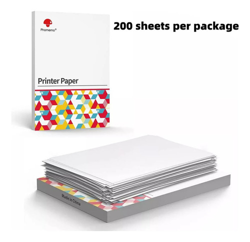 Papel De Impresión Térmica Phomemo A4 1 Paquetes De 200 Hoj Color Blanco