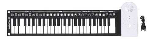 Teclado Rolling Piano Portátil Blanco Con Altavoz De 49 Tecl