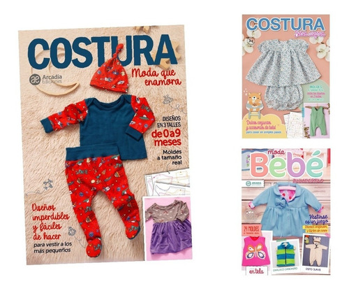 Revistas Costura Ropa Para Bebés Moldes Tamaño Real Pack X 3