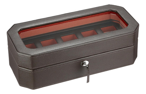 Windsor - Caja De Reloj De 5 Piezas De Wolf, Marrón/naranja