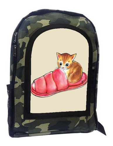 Mochila Camuflada Gatos Gato Gatitos A34