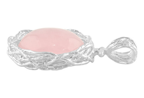Dije Ramas De Cuarzo Rosa En Plata De Ley