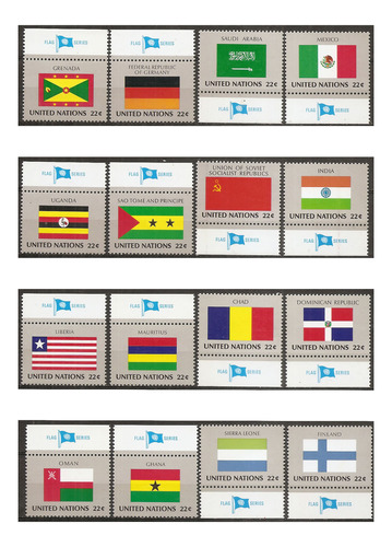 Naciones Unidas Catálogo Marca U$55 Mint Banderas Yv 440/55 
