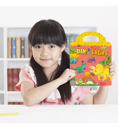 Livro De Adesivos Infantis Reutilizáveis Dinossauros