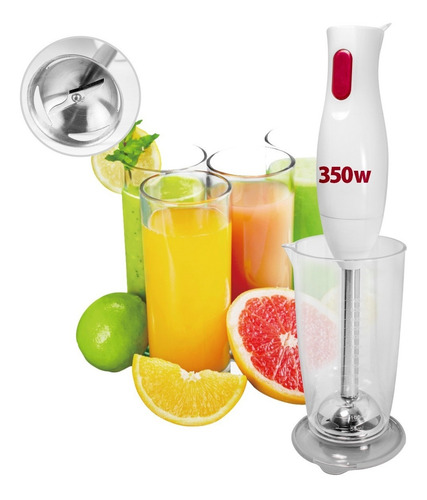 Imagen 4 de 6 de Minipimer Mixer Batidora De Mano + Vaso Dosificador + Tapa
