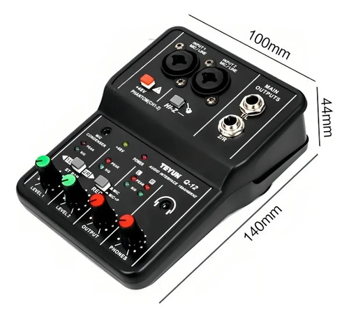 Mesa Mixer Digital Teyun Q-12 Interface de Áudio USB 2 Canais Phantom Power