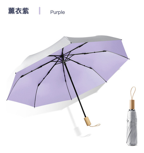 Sombrilla De Titanio Con Mango De Madera Plegable Personaliz Color Púrpura