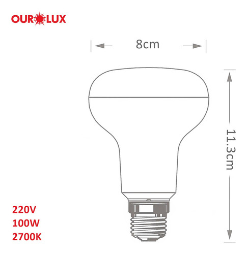 Lâmpada Refletora Fosca Grande Spot R80 100w 220v E27 Cor da luz Branco-quente