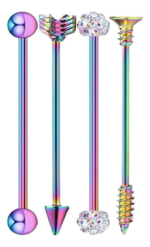 4 Piezas Acero Inoxidable Industrial Barbell Vistoso