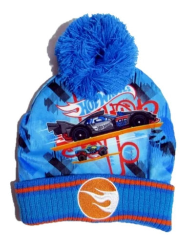 Gorro Tejido Celeste Hot Wheels 