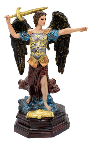 Arcangel San Miguel Angel Escultura 33 Cm Ojo De Vidrio