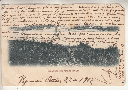  1912 Postal Con Vista Del Saladero Harriague Salto Uruguay