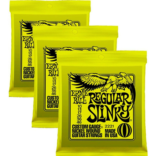 Pack X 3 Cuerdas Ernie Ball Regular Slinky 010 - Envios