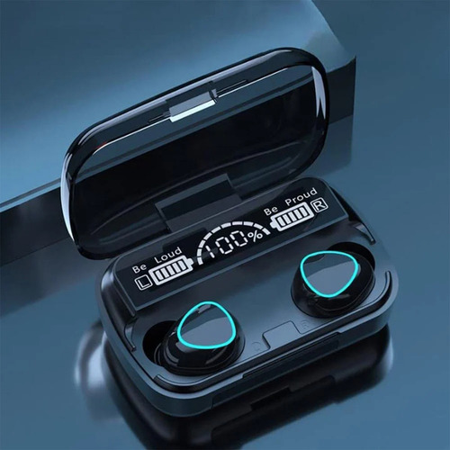 Auriculares Inalambricos Bluetooth In-ear Tws M10 Color Negro Luz Rojo Y Azul