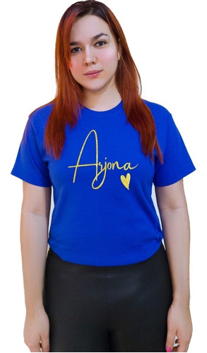 Polera Dama Estampada 100%algodón Letras Arjona Glitter 436