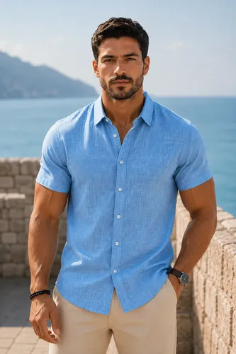 Camisa Masculina Manga Curta Premium Estilo Linho Zux