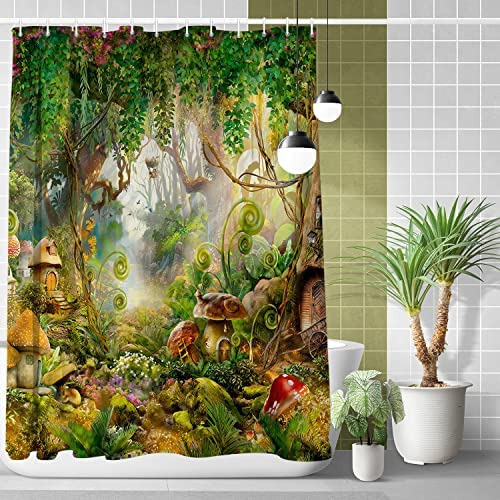 T Cortina De Ducha Leowefowa Fantasy Mush Enchanted Forest