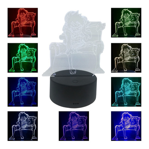 Lámpara Luz Led 3d Rgb Figura De Monkey D Luffy