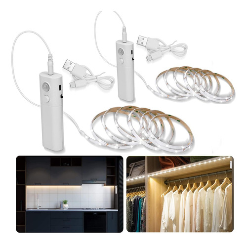 2 Pack De Luces De Tira Recargables Con Sensor De Movimiento