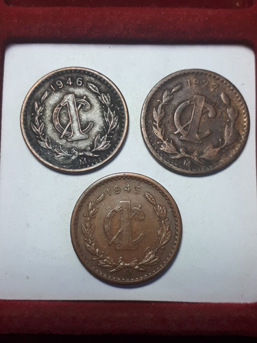 Lote ×3 Moneda México 1 Cent. 1927/45/46 (Usado)