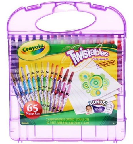 Conjunto De 25 Mini Crayones, 40 Hojas De Papel Y Estuche De