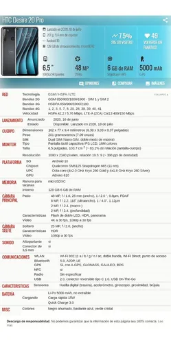 Htc Desire 20 Pro 2q9j100 6gb 128gb Dual Sim Duos
