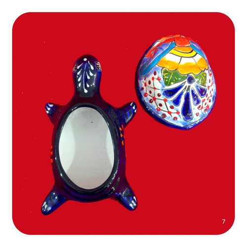 Imagen 2 de 2 de Alhajero Tortuga De Cerámica Tipo Talavera 20x12x10 Cm M7