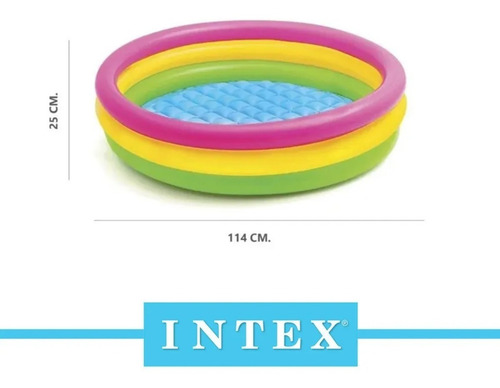 Pileta inflable redonda Intex 57412 de 114cm x 25cm 131L rosa y amarilla y verde