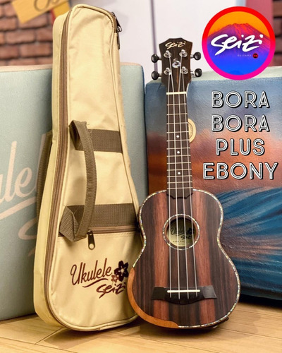 Imagem 1 de 7 de Ukulele Seizi Bora Bora Plus Soprano Elétrico Bag Ebony