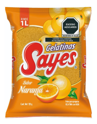 Imagen 2 de 4 de Gelatina De Agua Sabor Naranja, 25 Piezas De 120 Gramos