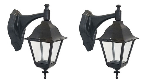 Farol X 2 Unidades Cuadrado Exterior Plastico Vidrio 4 Caras