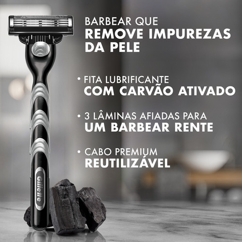 Barbeador Gillette Mach 3 Carvão Gillette Mach3 Carbono 3 un